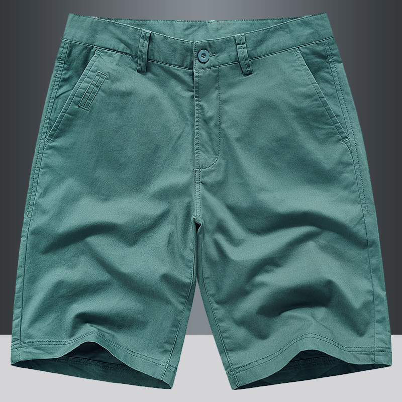 Summer thin stretch shorts for men, simple and versatile solid color capri pants, loose and casual pure cotton mid-length pants, beach pants thumbnail 7