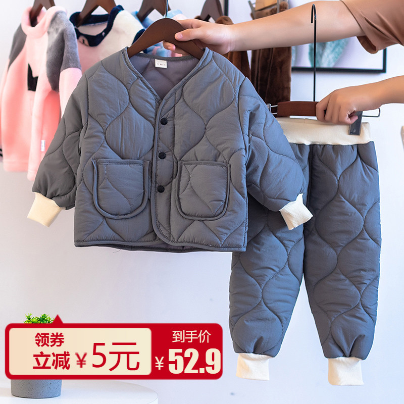 儿童秋冬季套装女外穿保暖男童1-6岁宝宝加棉加厚棉衣洋气两件套热销842件需要用券