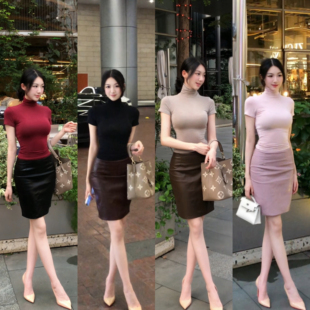 希野逸儿【娇贵千金】2025秋季新款皮裙半身裙女高腰包臀裙一步裙