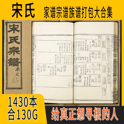 宋氏家谱 宋氏族谱  宋氏宗谱 宋姓祖谱寻根溯源研究收藏集合打包