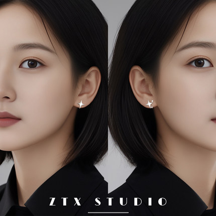 星芒耳夹无耳洞女新款星星无痛蚊香盘耳饰不对称个性简约耳钉耳环
