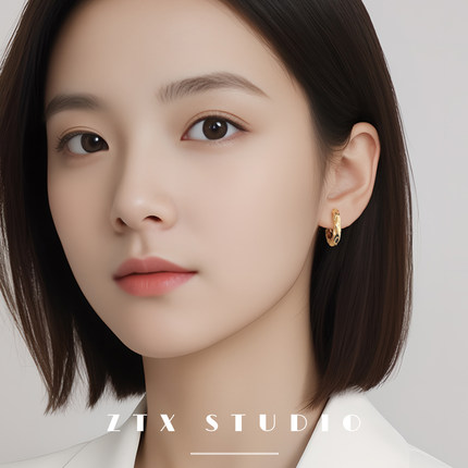 小众独特耳夹无耳洞女新款不规则素圈环形耳饰金色秋冬耳环蚊香盘