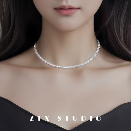 珍珠锁骨链短款项链配饰女款小众法式高级感2024新款颈链女士饰品