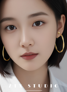 ZTX 欧美大耳圈耳夹无耳洞女气质百搭通勤耳饰无痛无洞蚊香盘耳环