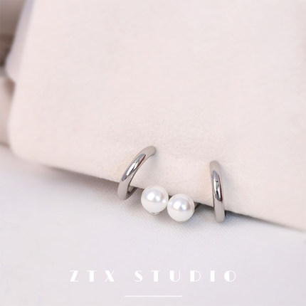 一体式珍珠耳夹无耳洞女新款小众气质高级感耳饰蚊香盘耳环假耳钉