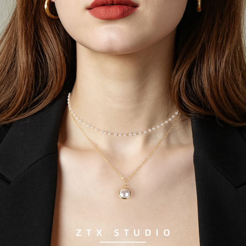 ZTX 叠戴珍珠项链女2026新款精致百搭脖子配饰多层气质复古颈链