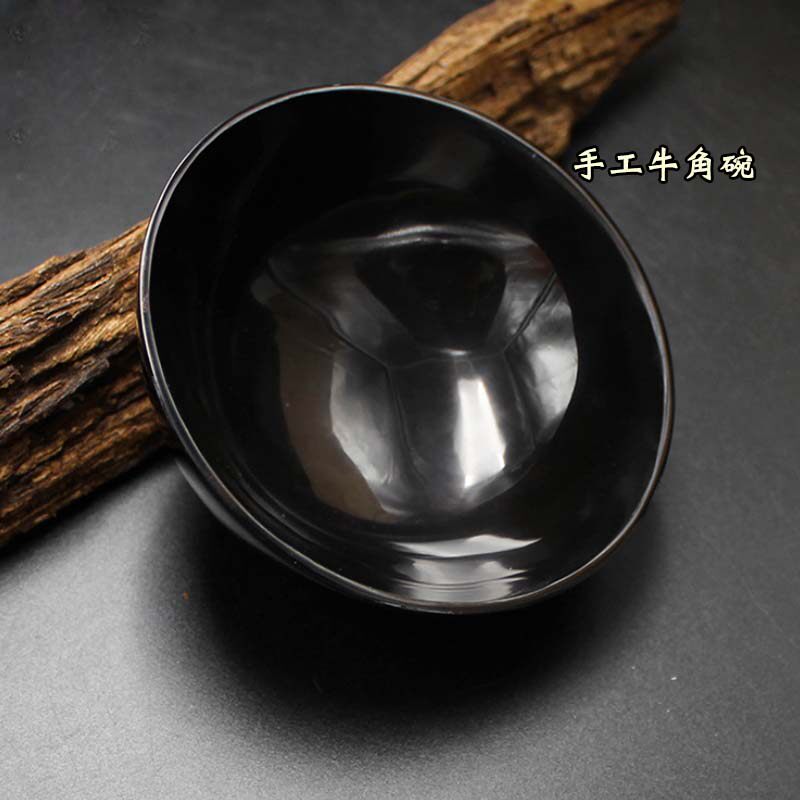天然牦牛角摆件黑牛角小碗工艺品