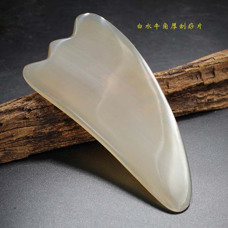 天然白水牛角刮痧板精品手工刮痧片瘦脸按摩片面部养颜加厚刮痧板