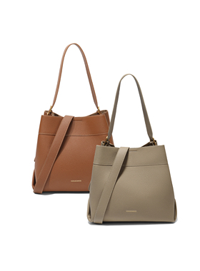 百丽包包女2025新款真牛皮通勤单肩斜挎旅行大容量水桶包7948ADX5