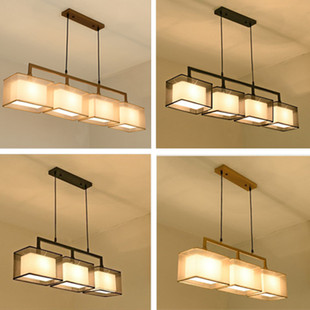 餐厅吊灯现代简约长方形吧台灯茶室灯美式 前台灯具 客厅灯具新中式