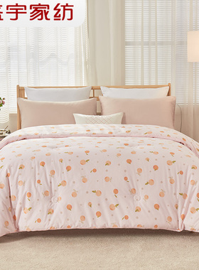 盛宇家纺大豆纤维印花被芯纤维被双单人1.5m1.8秋冬保暖被子 橘子