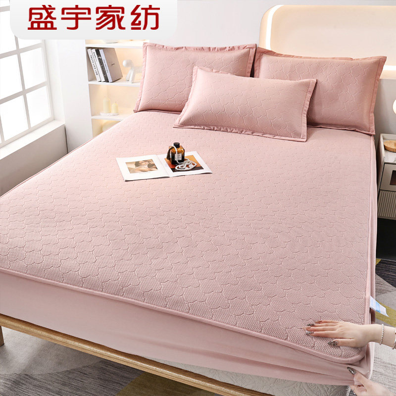盛宇家纺 2025夏季新品 冰豆豆凉席床笠三件套180*200 绵绵云朵 W