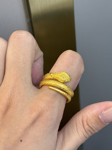 足金黄金蛇戒指送女友礼物