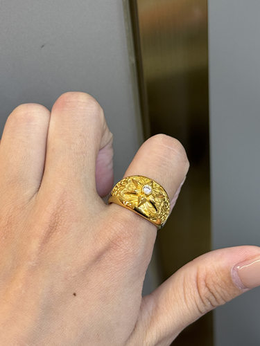 足金黄金镜面星星戒指送女友礼物