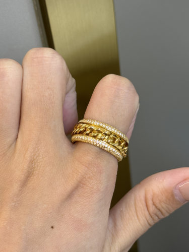 足金黄金时来运转戒指送女友礼物