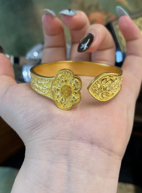 足金黄金如意龙凤手镯送女友礼物