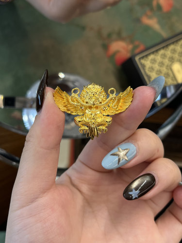 足金黄金古法大鹏鸟吊坠送女友礼物
