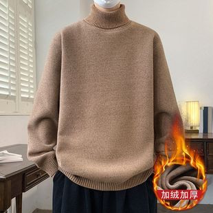 慵懒风毛衣男生秋冬季青少年潮牌宽松初中高中学生加绒加厚针织衫