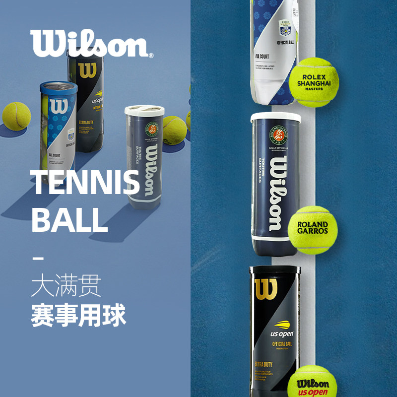 Wilson威尔胜罐装有压网球训练硬地美网法网专业比赛网球3粒装