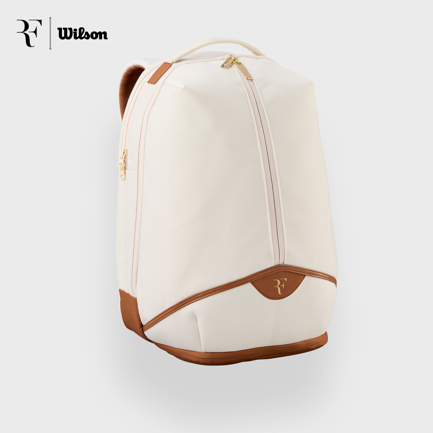 Wilson网球包25新款RF双肩包大容量运动背包米白色帆布专业网球包