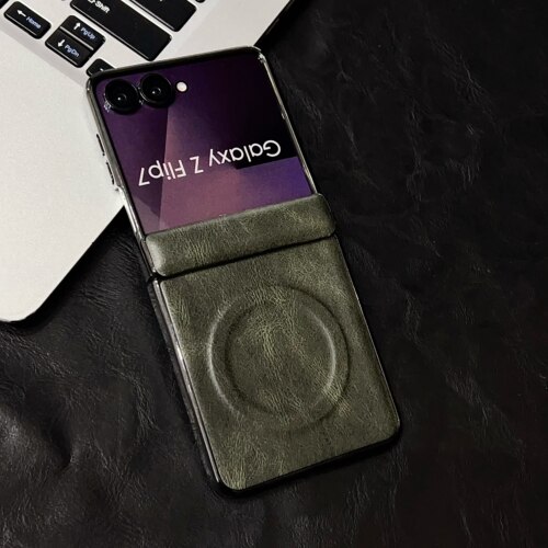适用于三星zflip7手机壳新款铰链全包防摔GalaxyZFlip7fe皮纹超薄小折叠屏fip6磁吸中轴保护套zflip5商务男