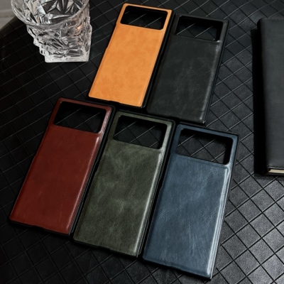 适用小米mixfold3手机壳新款疯马纹fold3折叠屏保护套皮革全包防摔xiaomi超薄网红高级感皮壳fold前后折叠壳