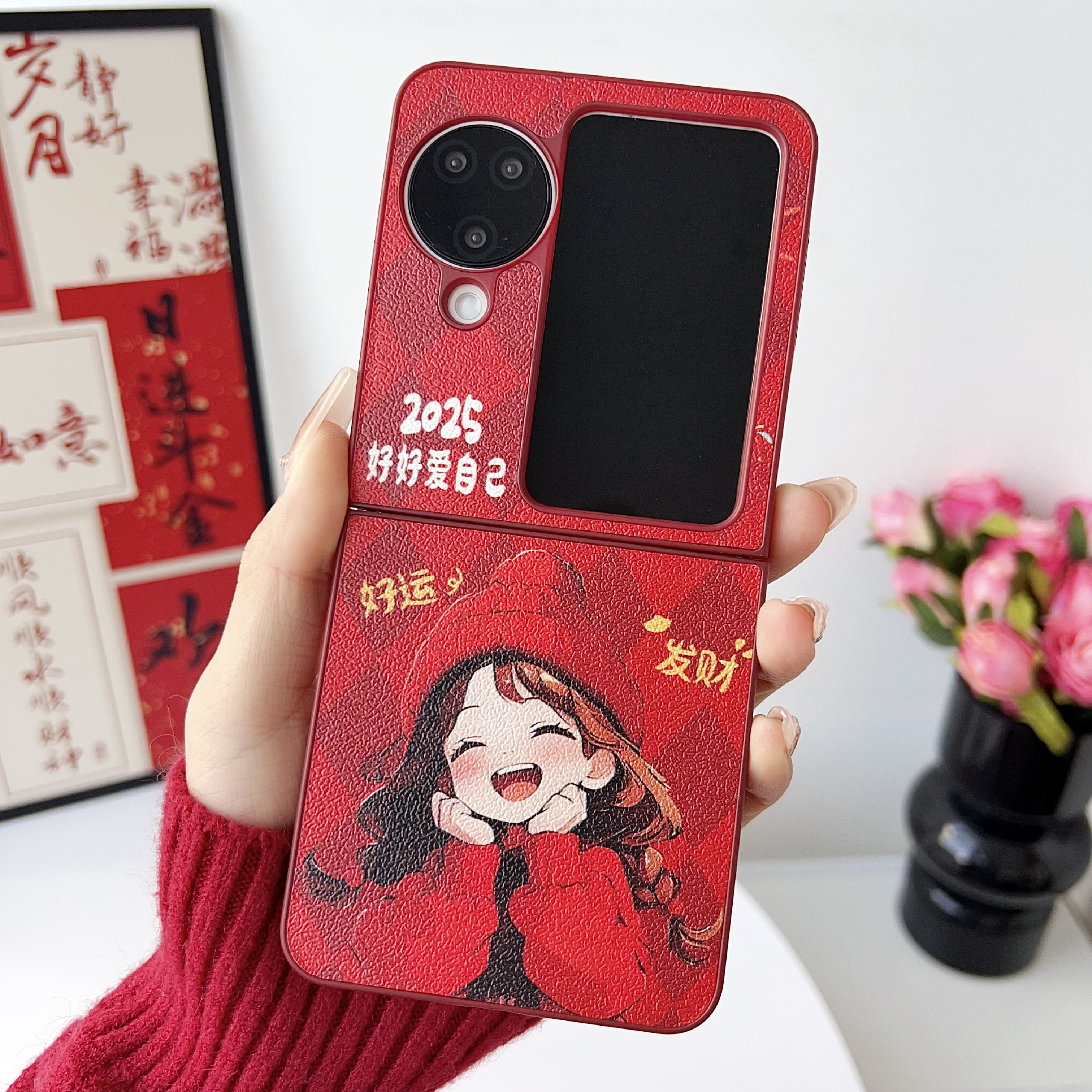 蛇年平安喜乐适用oppofindn3flip手机壳2025新款折叠屏Find N2flip新年flp卡通女孩OPPO全包防摔三超薄保护套