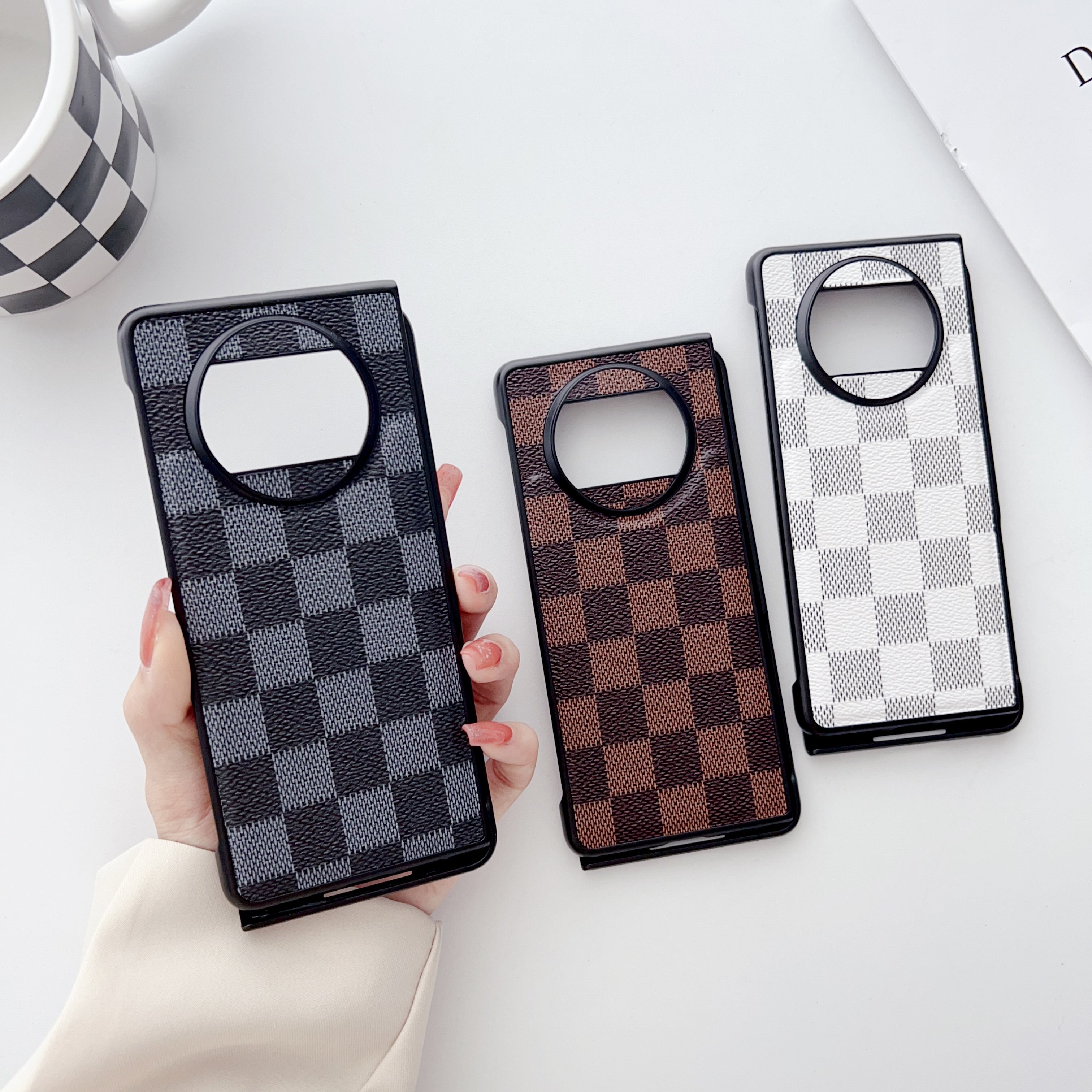 适用华为Mate X3手机壳超薄全包皮革格纹mateX3硬壳前后折叠屏保护套边框轻新款时尚男女士高档商务潮牌