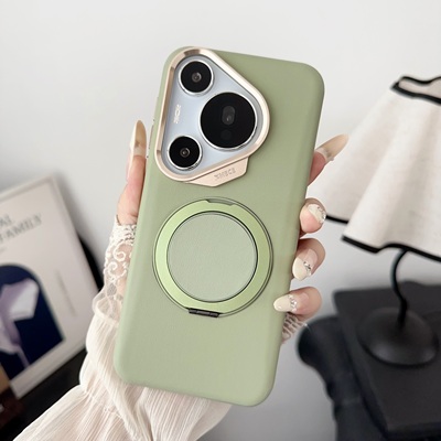 适用华为pura70pro手机壳新款p70磁吸充电一体支架旋转pro+素皮男士pura70ultra外壳高级感女全包防摔保护套