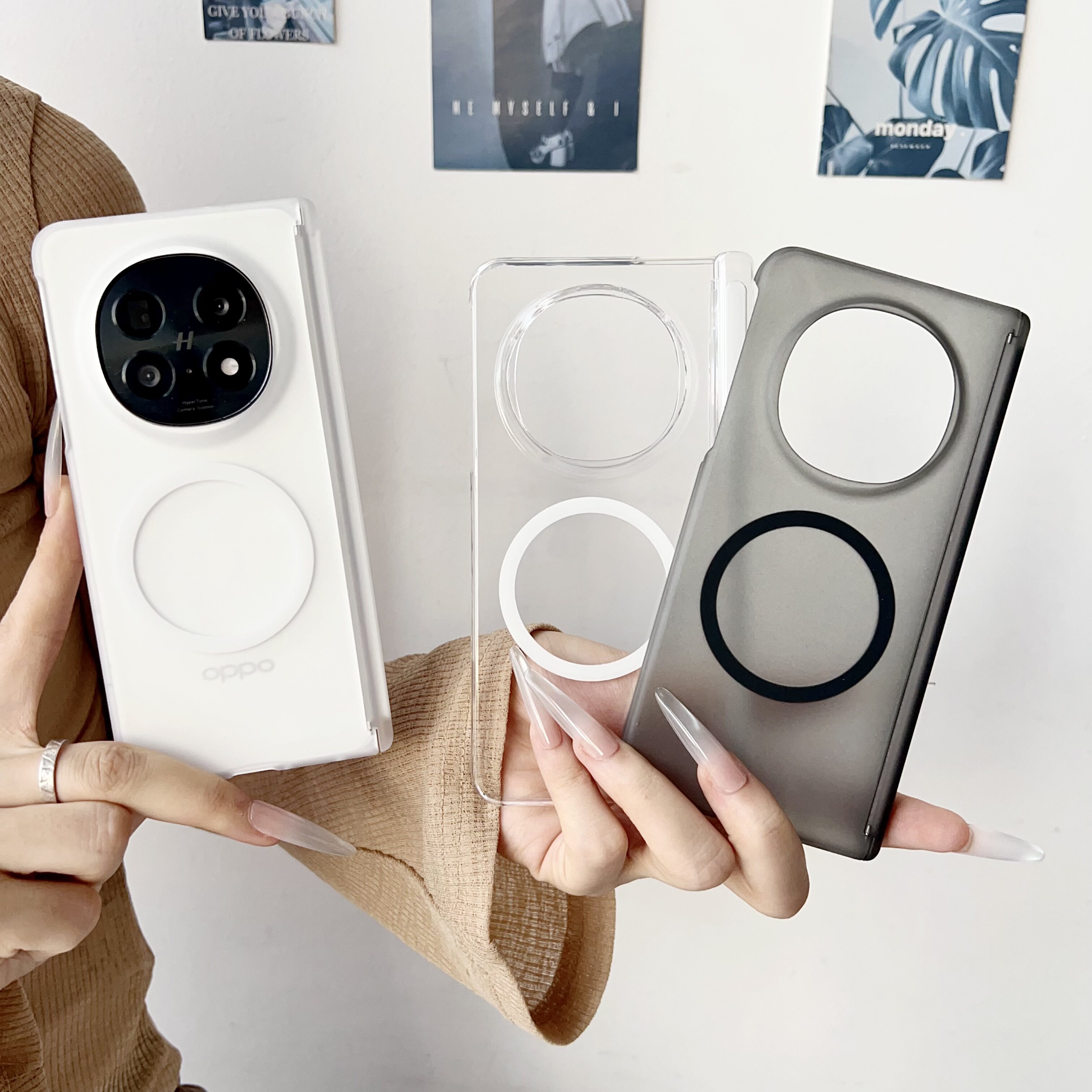 适用于oppofindn5手机壳新款磁吸透明超薄防摔findn3双中轴双屏全包边保护背磁findn5商务磨砂N5高端ins时尚