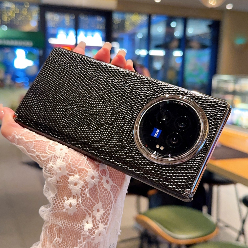 适用vivoxfold3pro手机壳新款步步高Xfold3折叠屏素皮保护套XFold3真皮蜥蜴纹中轴全包防摔高级个性男女外壳