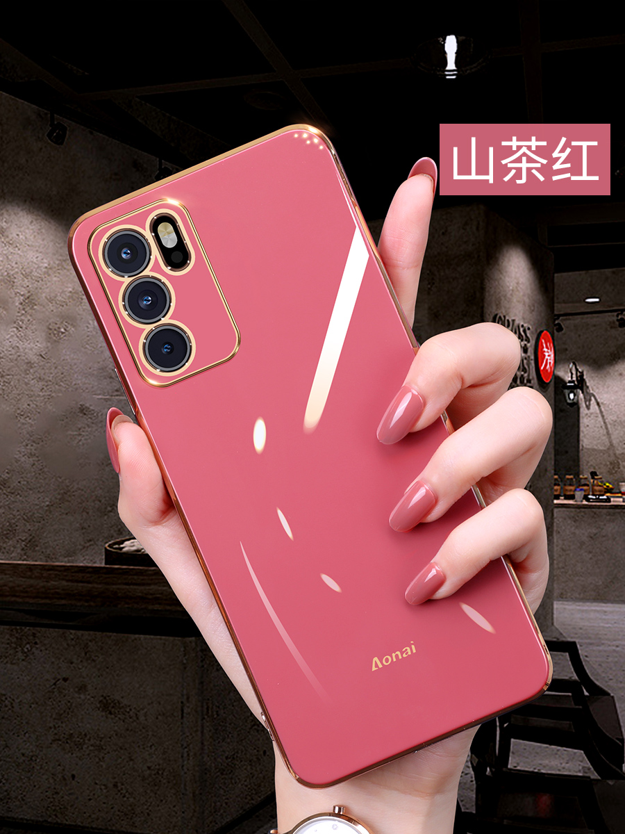 opporeno6手机壳Reno6新款电镀直边女款reno6pro全包镜头RENO6硅胶防摔保护套por女网红男潮牌超薄简约个性-封面