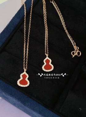 通体925银镀厚玫瑰金新年红玉髓葫芦项链choker幸运锁骨链轻奢