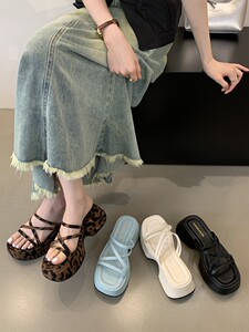 厚底增高一字拖鞋女鞋子外穿2024新款夏季小个子韩版爆款凉拖凉鞋