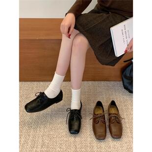 日系复古森女文艺系带小皮鞋平底学院乐福鞋软底百搭学生JK制服鞋