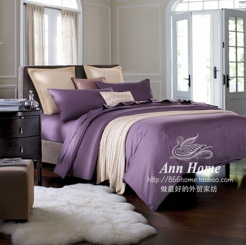 欧美简约风80支四件套可定制贡缎