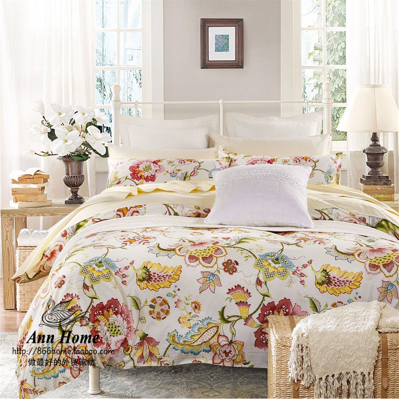 定制床单棉布单品床品纯埃及棉贡缎印花面料床单床笠保护套可订做