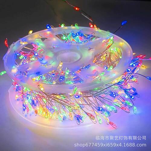 鞭炮灯新品小红书同L款灯银线脚ED圣诞灯蜈蚣铜线外节日装81饰彩