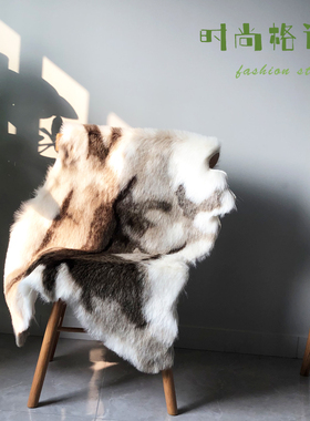 仿驯鹿皮椅子垫仿皮草沙发垫装饰盖毯实木椅毛绒坐垫样板间毛地毯