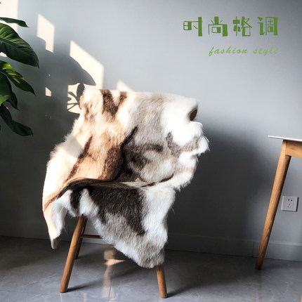 仿驯鹿皮椅子垫仿皮草沙发垫装饰盖毯实木椅毛绒坐垫样板间毛地毯