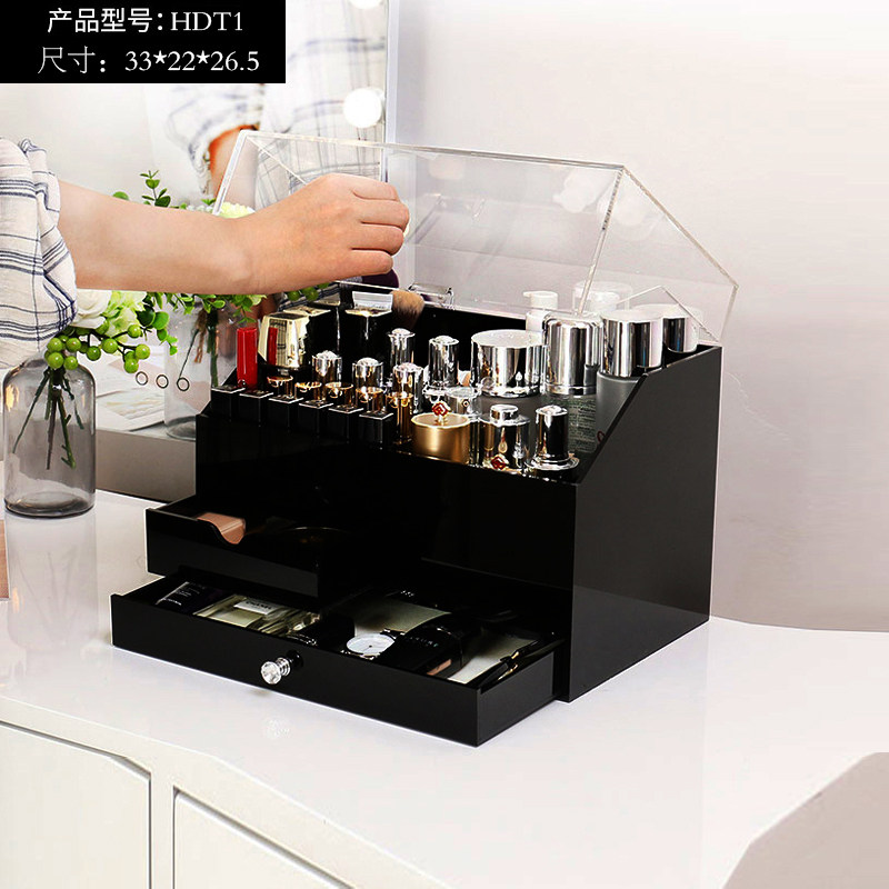 桌面防尘护肤品收纳架浴室防水台面置物架大号香水架口红收纳架