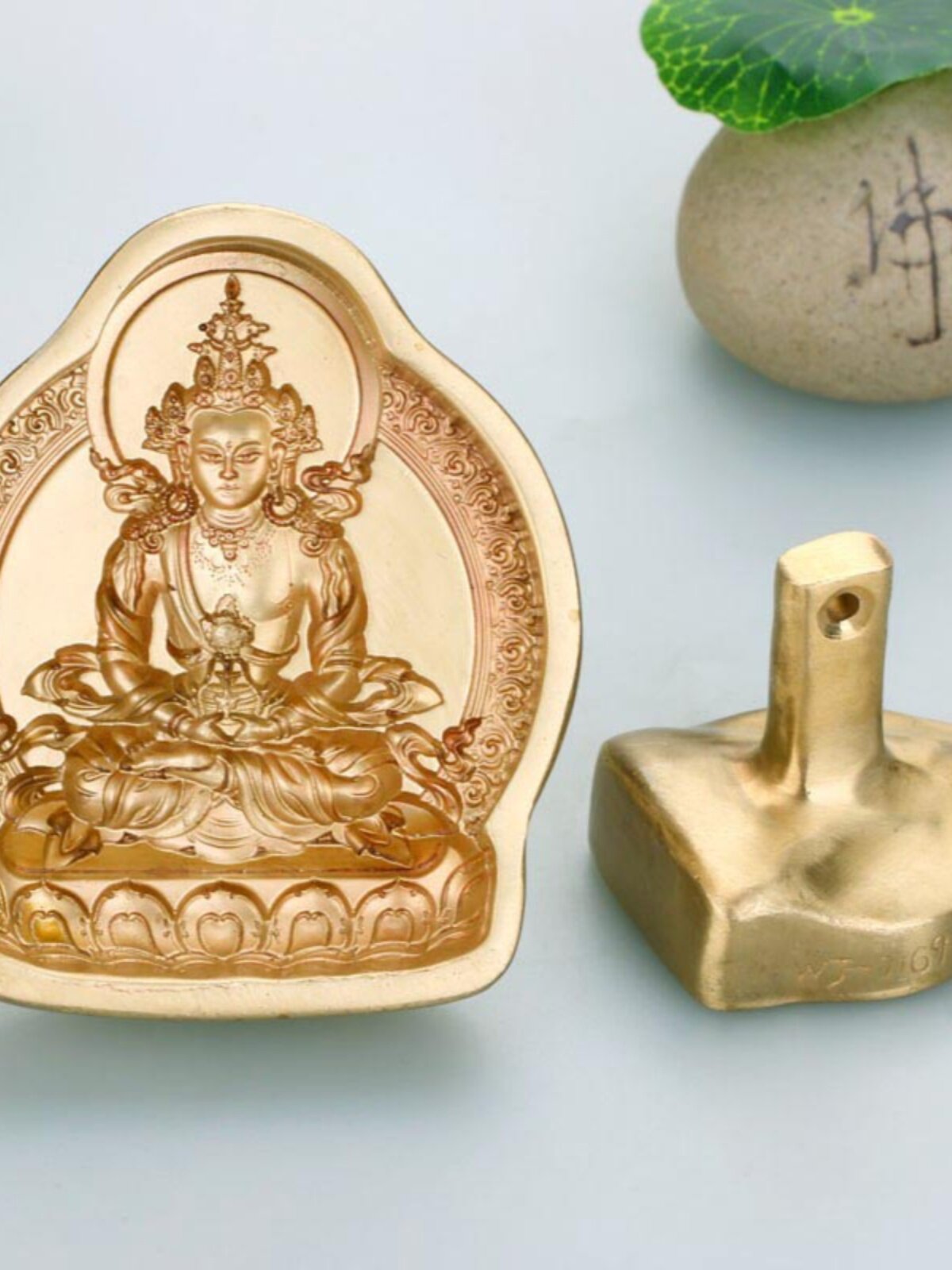 黄铜纯手工打磨长寿佛擦擦模具文殊绿度母陶泥擦擦佛收藏摆件精品