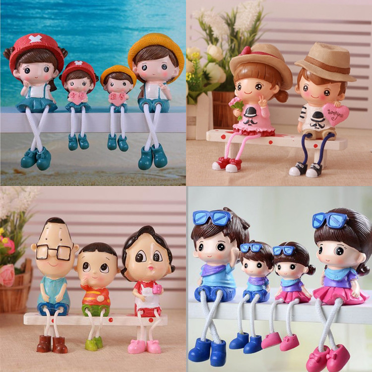 新品三不猴吊脚娃娃亲子动物摆饰创意小摆件可爱家居装饰品