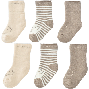 3双装 艾娜骑士婴儿袜子毛巾袜儿童袜子宝宝袜松口袜保暖秋冬新品