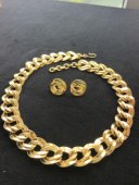 Monet素金麻花编织项链耳夹套装 老货精致OL风中古Vintage