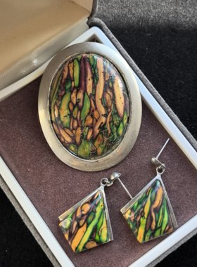 中古vintage复古艺术感宫廷风胸针耳钉扫肩套装