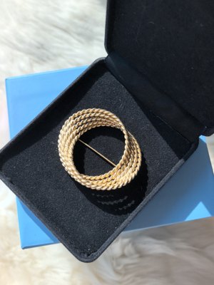 Monet 素金麻花编织胸针老货精致OL风中古Vintage