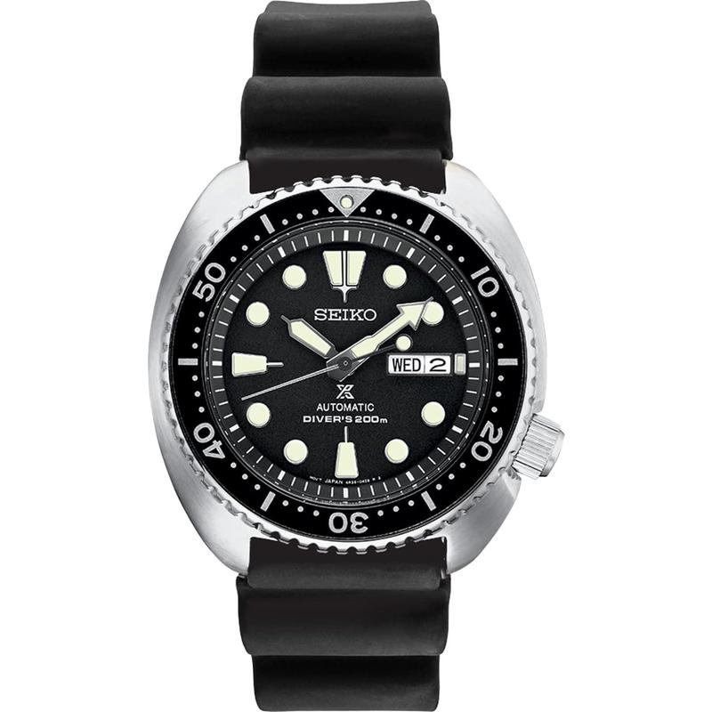 Seiko/精工毫米自动机械防水米男款运动黑盘硅胶表带腕表
