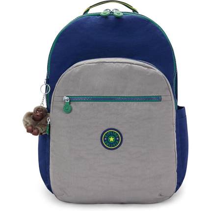 代购Kipling女士双肩包防震肩带内置保护套大容量多隔层灰色蓝色