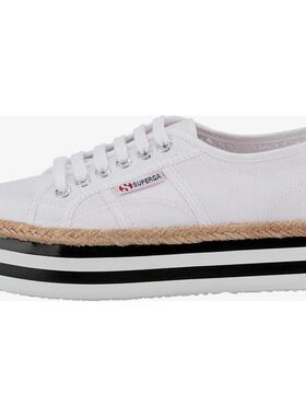 代购Superga女士帆布鞋透气轻便舒适耐磨白色圆头系带金属鞋眼